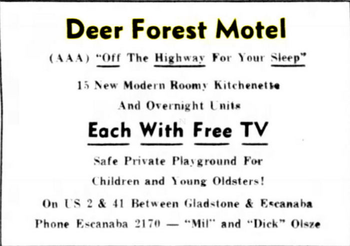 Deer Forest Motel (Sleepy Hollow Motel) - 1937 Ad